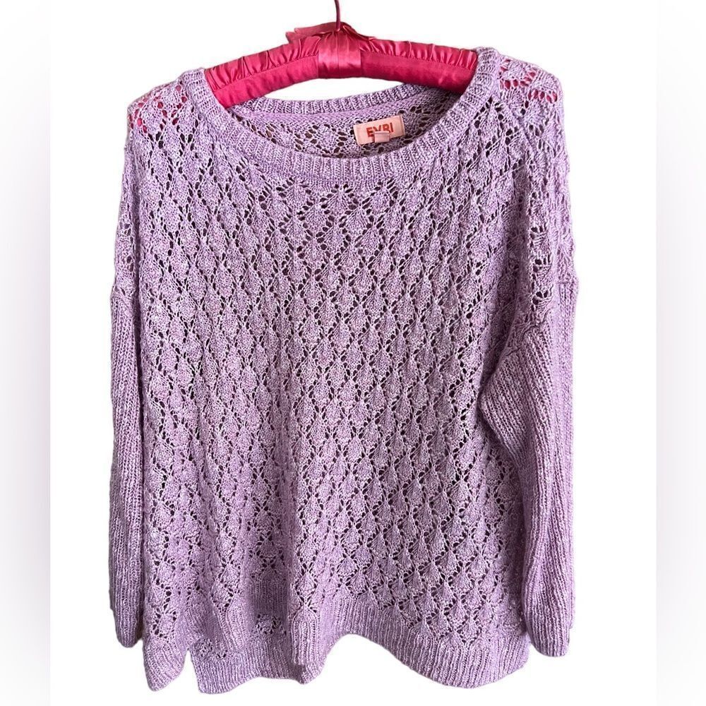 Evri loose knit lilac sweater women's 1X‎